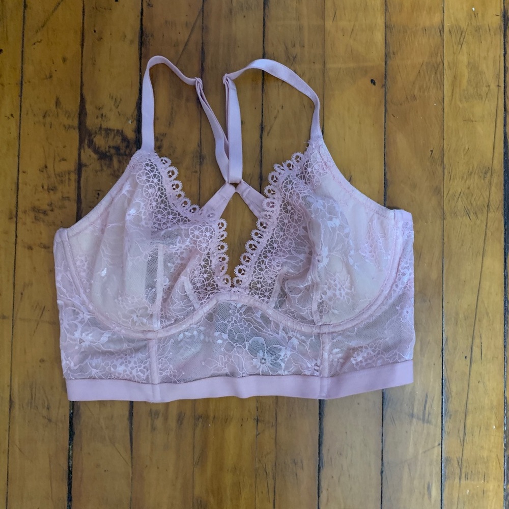 Victoria’s Secret Bralette Light Pink Lace Racerback Long Line Bra
